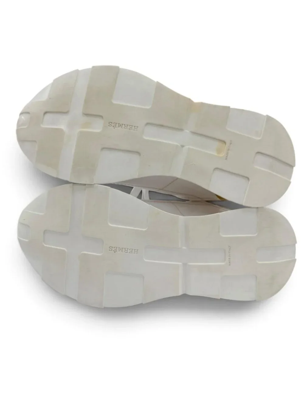 Hermes Drive Suede Leather Low-Top Sneakers White